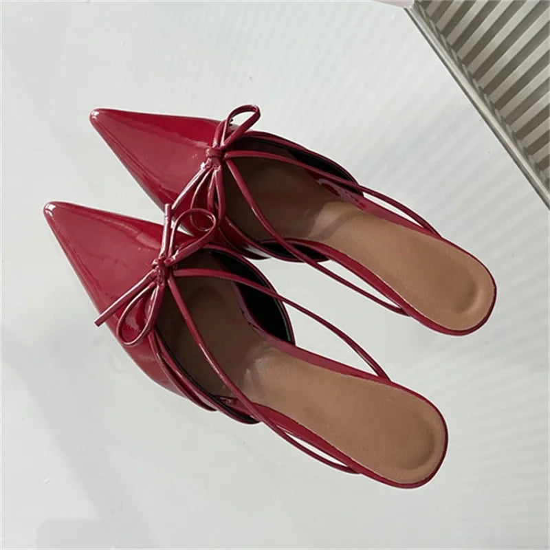 Aiertu  -  2025 New Fashion Pointed Toe Mules Women Slippers Thin Low Heels Sandals Elegant Dress Party Ladies Shoes Aiertu