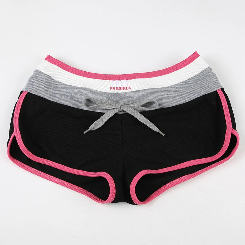 Aiertu  -  Contrast Lace-up y2k Shorts Women Sexy Skinny Low Rise Super Short Pants for Summer Streetwear 2000s Lady Bottoms Basic Aiertu