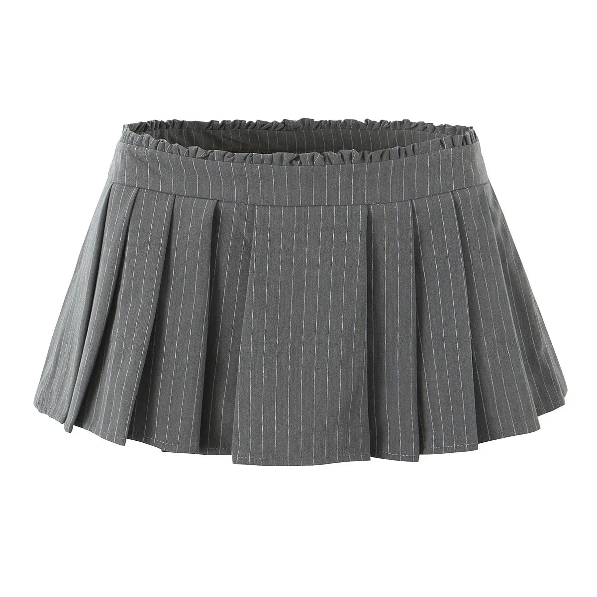 Aiertu  -  2 color Y2K Grey Striped Print Pleated Mini Skirt Sexy Side Zipper Wood ears Low Waist Short Skater Skirts With Underwear Lining Aiertu
