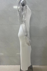 Aiertu  -  Sexy Solid Color Lace Up Backless Halter One Step Skirt Dresses Aiertu