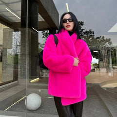 Aiertu  -  Winter Coats for Women Luxury Faux Fur Coat Women Vintage Fluffy Jacket Chic Loose Fur Coats Outerwears Puffer Jacket Women Aiertu
