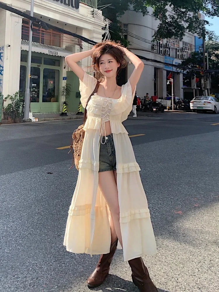 Aiertu  -  Summer Slash Neck Off Shoulder Sexy Women Dresses Y2k Aesthetic Basic Split Slim Dress Fairy Harajuku Bandage Fashion Vestidos Aiertu
