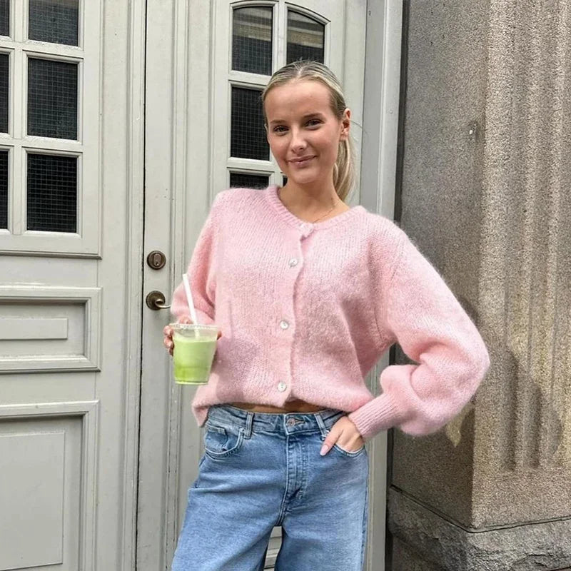 Aiertu  -  Loose Knitted Single Breasted Cardigans Women Casual O-neck Long Sleeve Solid Sweater 2026 Autumn New Female Chic Tops Knitwear Aiertu