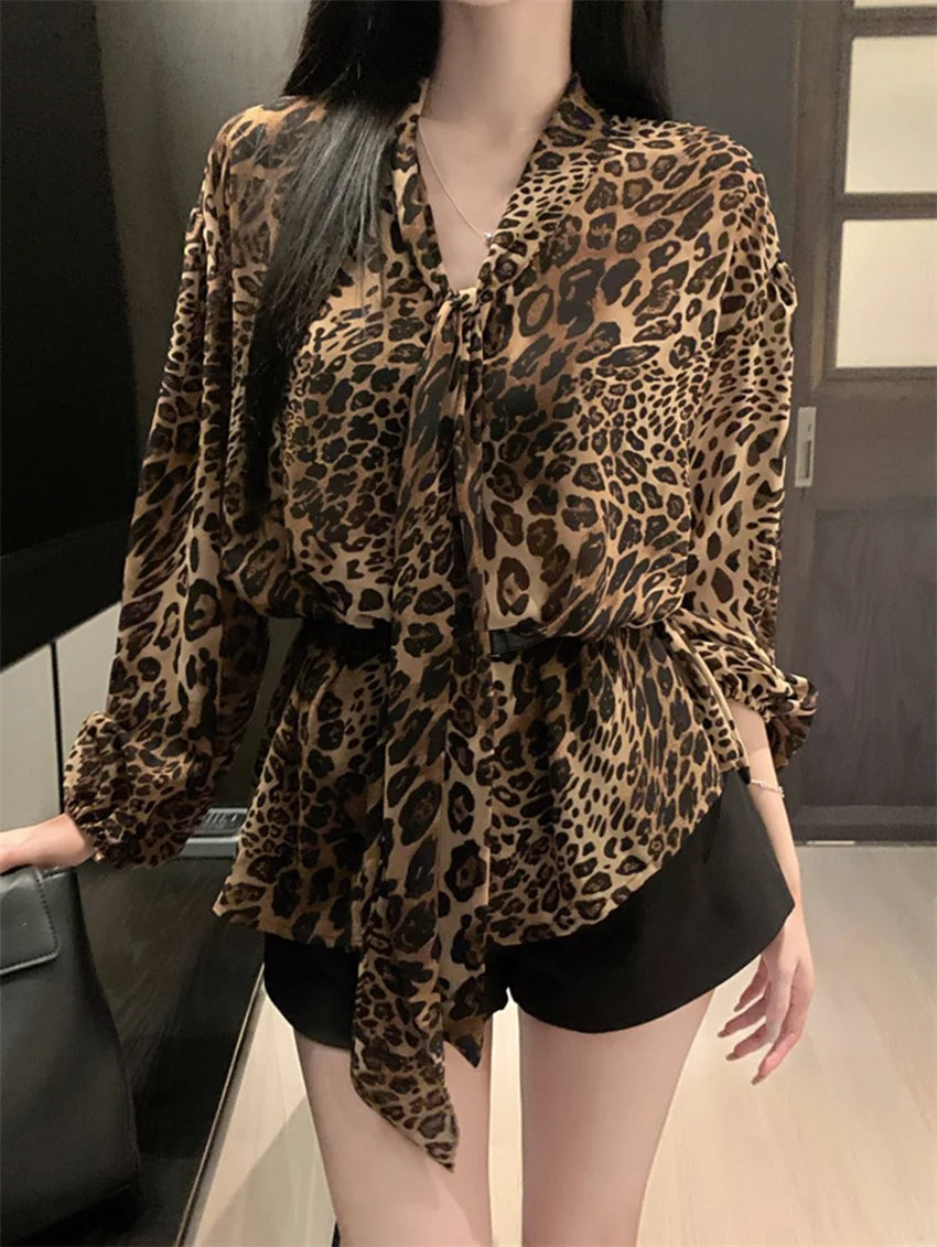 Aiertu  -  Chic Leopard Fashion Blouses Women Vintage 2026 Daily Sexy Autumn New Slim Casual Work Wear Elegant Daily Full Sleeve Aiertu