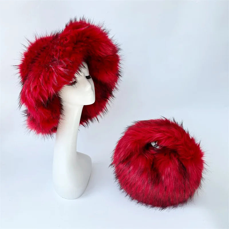Aiertu  -  Winter Tie-dyed Bucket Hat Imitation Fur Y2k Warm Plush Bucket Hat Unisex Bucket Hat Gorros Invierno Mujer Aiertu