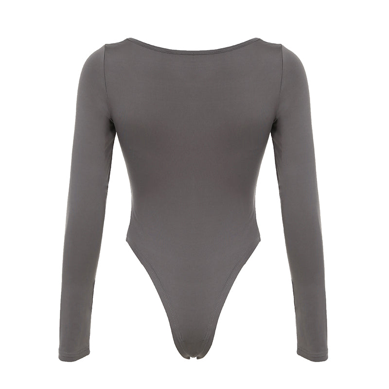 Aiertu - summer inspo Autumn Hotsweets Slim Long Sleeve Bodysuit Women Simple Lace Trim Square Collar Bow Rompers Trendy Clothing Aiertu