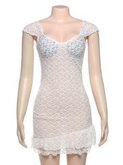Aiertu  -  Sexy Lace Mini Dress For Women Fashion Splice High Waist Suspender Dress Bodycon Sleeveless Female Backless Party Dress Aiertu