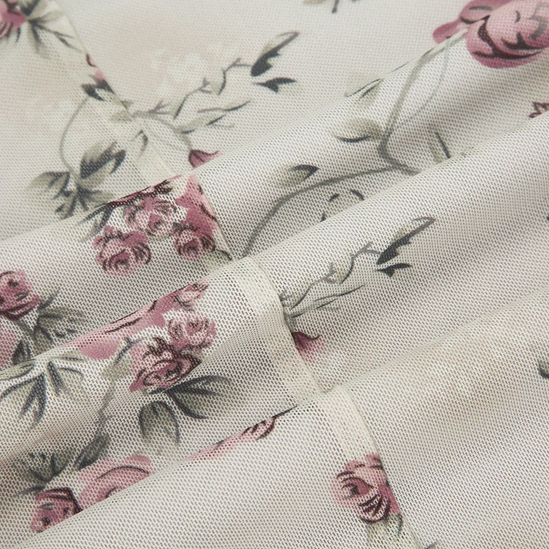 Aiertu  French Chic Elegant Flower Print Women Dress Lace Trim Ruched Slim Long Dress Summer New Clothes Aiertu
