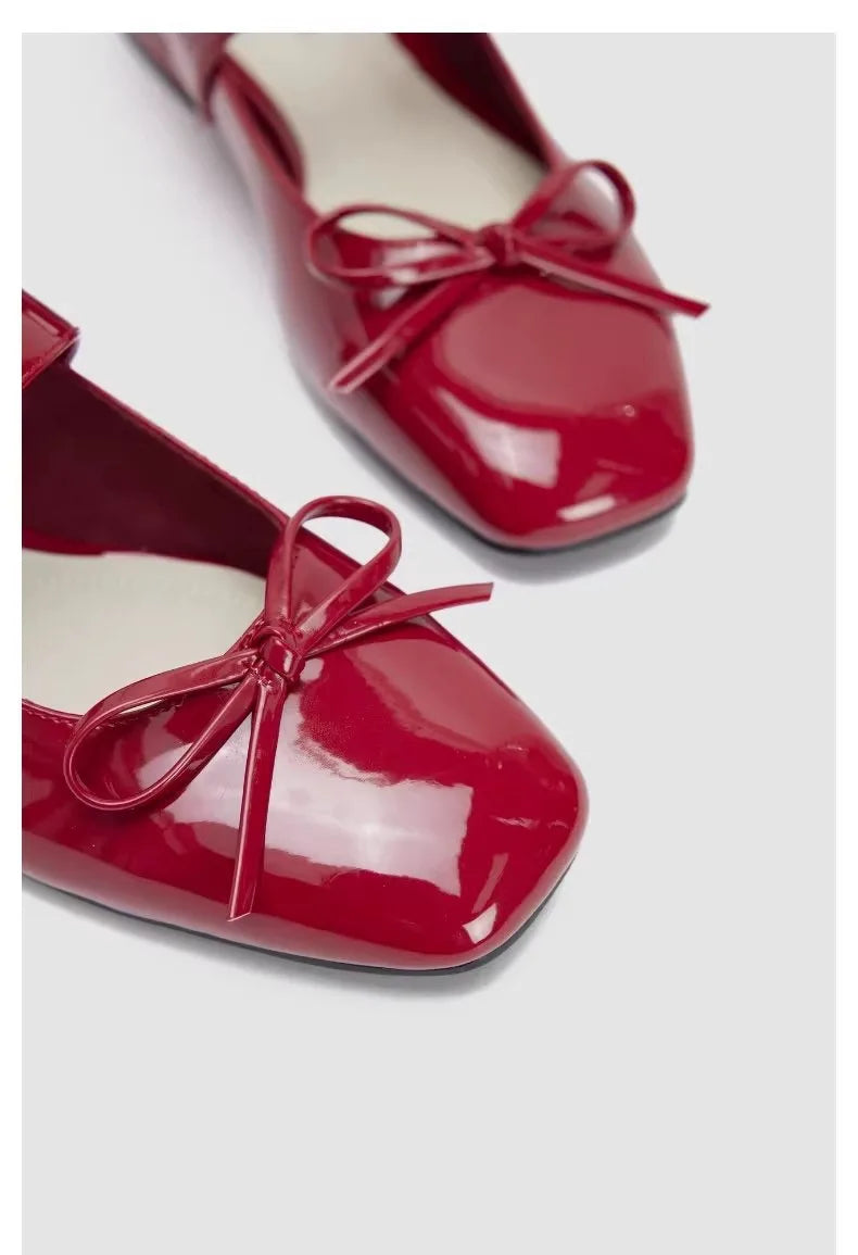 Aiertu  -  New Ladies Shoes on Sale Mary Janes Women's High Heels Round Toe Bow Tie Dress Pumps Women Buckle Strap Crystal Med Heel Shoes Aiertu