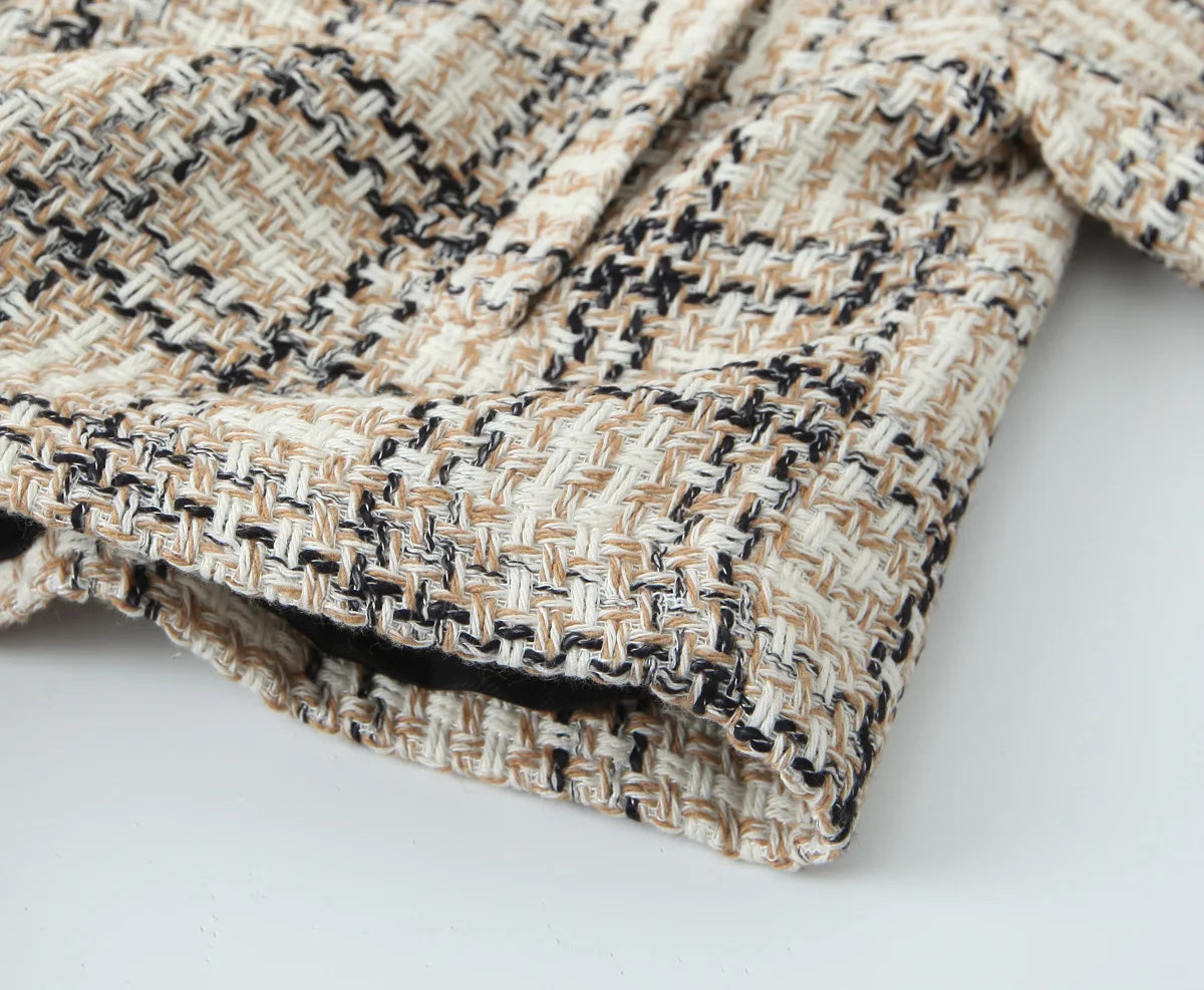 Aiertu  -  European and American style autumn new high-end temperament small fragrance style texture plaid jacket Aiertu