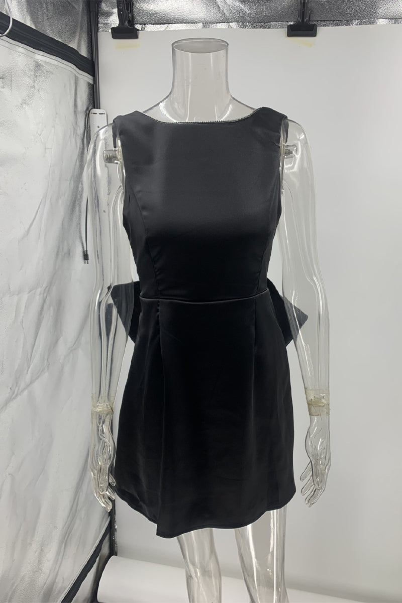 Aiertu  -  Sexy Party Backless Bow Decor O Neck Evening Dresses Aiertu