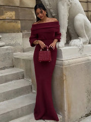Aiertu       -  Off Shoulder Long Sleeve Knitted Maxi Dress Women Solid Fashion Backless Bodycon Vestidos 2026 New Lady Party Streetwear Aiertu
