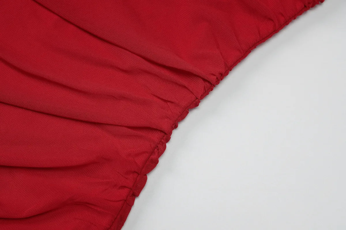 Aiertu  -  Woman Clothes Strapless Ruffles Short Wrap Dress Red Streetwear 2026 Summer Sleeveless Backless Ruched Party Night Club Dresses Aiertu