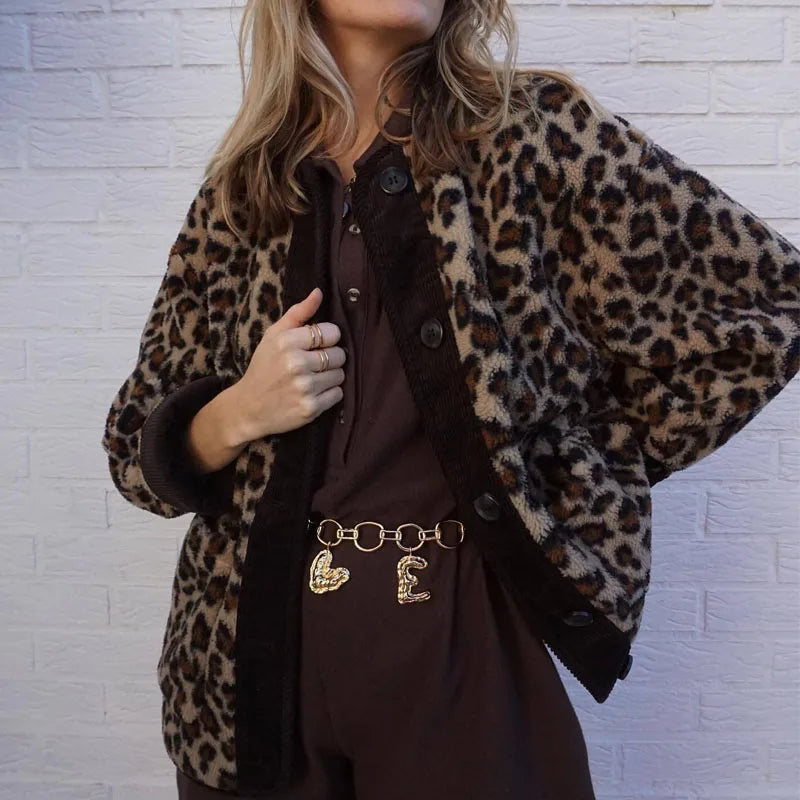 Aiertu  Autumn Leopard Jacket Coat Women New Arrivals O Neck Single Breasted Jacket Casual Female Coat Aiertu