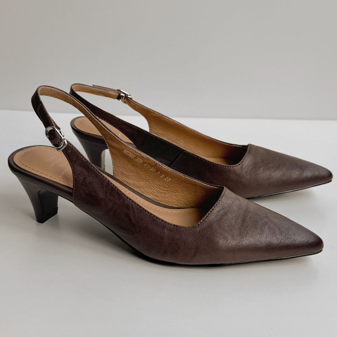 Aiertu  Women's cow leather pointed toe slingback 5cm thin high heel pumps elegant ladies slim daily dress heeled shoes for woman 2024 Aiertu