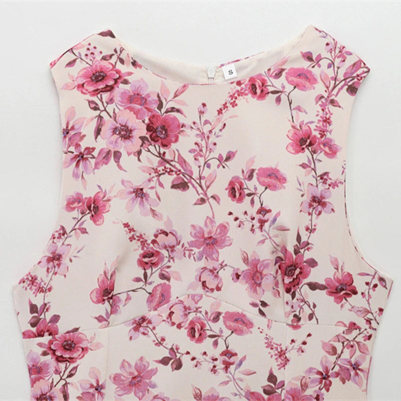 Aiertu  -  Sweet Printed Party Dress Women O-neck Sleeveless Pleated A-line Mini Dresses Female 2025 Spring Summer Fashion Print Lady Robe Aiertu