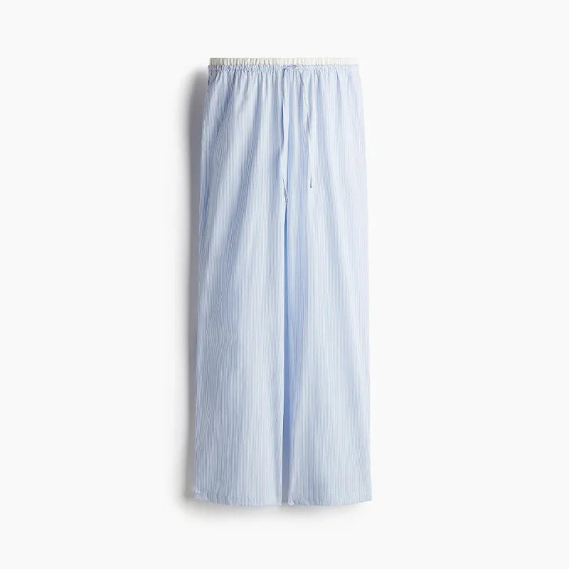 Aiertu  -  Casual Baggy Pants Women High Waist Wide Leg Straight Drawstring 2025 Summer Trouser Low Waist Striped Holiday Street Pants Aiertu