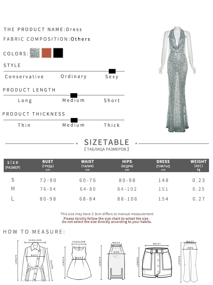 Aiertu Shiny Sequins Sexy Women Long Dress Stunning Halter Lace Up Swinging Neck Backless Sheath Vestidos Female Club Party Robe Aiertu