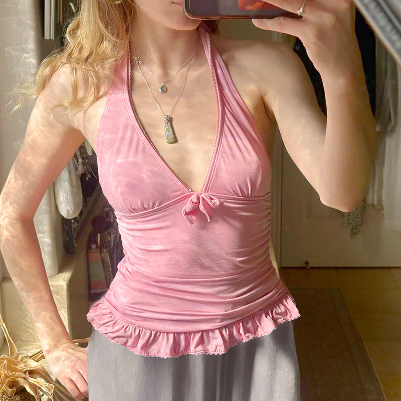 Aiertu  -Eliana Ruched Halter Top aiertu
