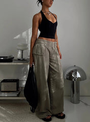 Aiertu  -  Pocket Adjustable Waist Wide Leg Pant Women Low Rise Waist Baggy Denim Trouser Streetwear Fashion Vintage Jeans Femme Summer New Aiertu