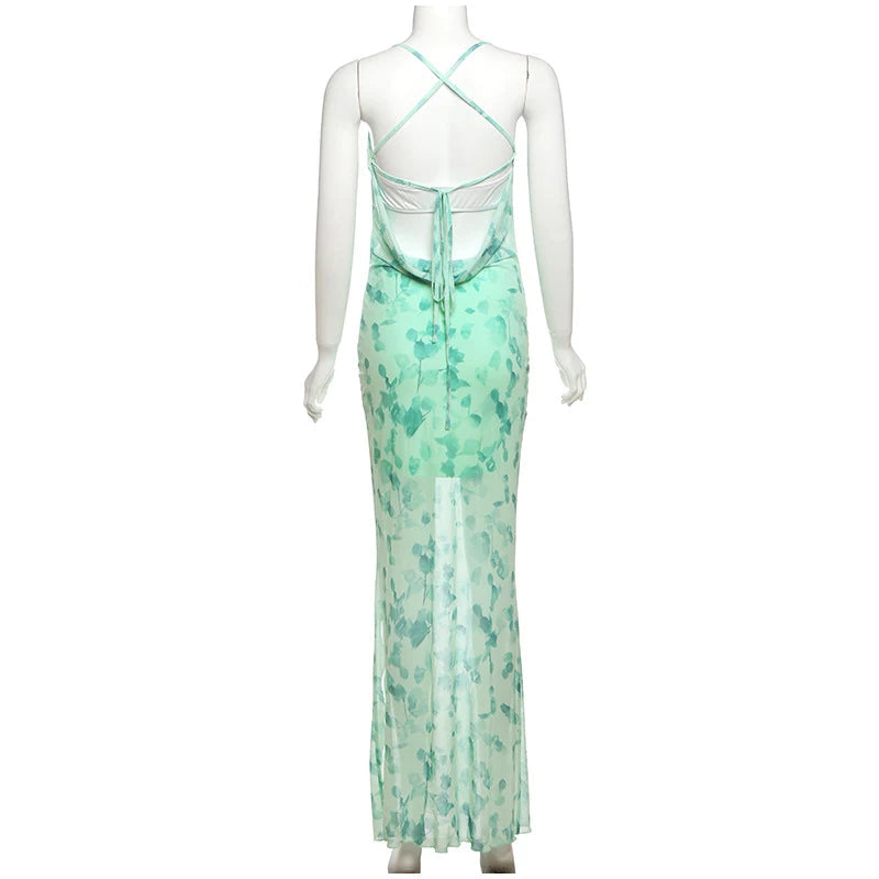 Aiertu  -  Women Sexy Off Shoulder 3 Piece Set Chic Printed High Slit Skirt Sleeveless Camisole Suit 2026 Summer Beach Vacation Lady Outfit Aiertu