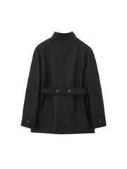 Aiertu  Women Fashion With Belt Black Single Breasted Trench Vintage Lapel Neck Long Sleeves Female Chic Lady Outfits Aiertu