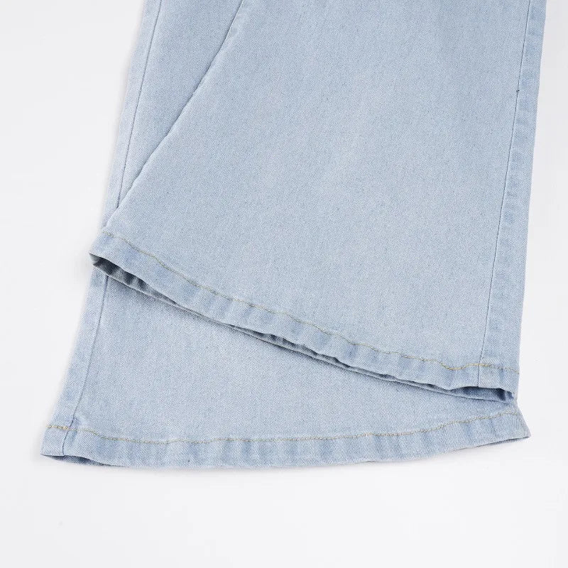 Aiertu  -  Low Rise Jeans 2000s Y2k Bottoms Flare Pants Summer Clothes for Woman Blue Denim Trousers P77-DG42 Aiertu