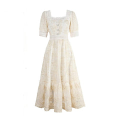 Aiertu Sweet Soft Girl A Line Dress Summer Lace Embroidery Button Decor Party Dresses Casual Street Boho Vestidos Midi Feminino Aiertu