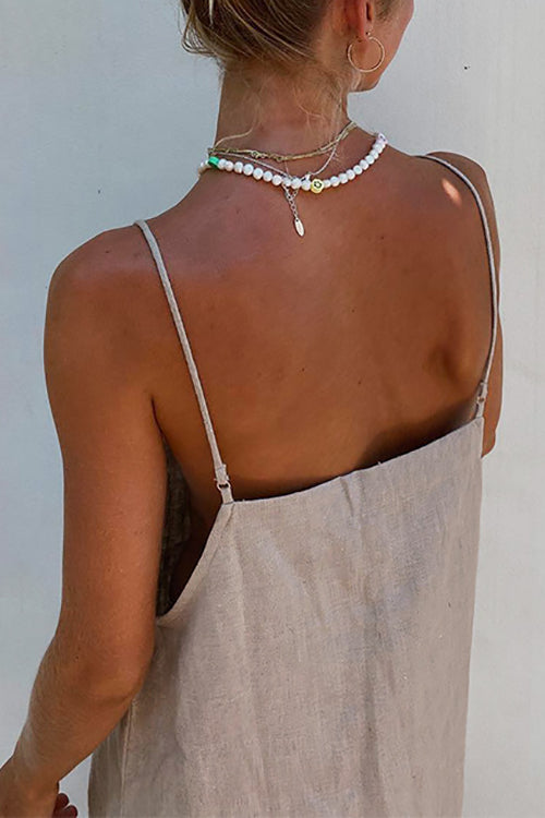 Aiertu  Minimalism Linen Slip Mini Dress Aiertu