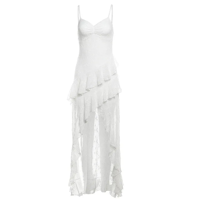 Aiertu  -  Summer Streetwear Vintage Dresses Grunge Y2k Aesthetic Irregular Ruffled Vestido Slim Fit Harajuku Woman Backless Dress Aiertu