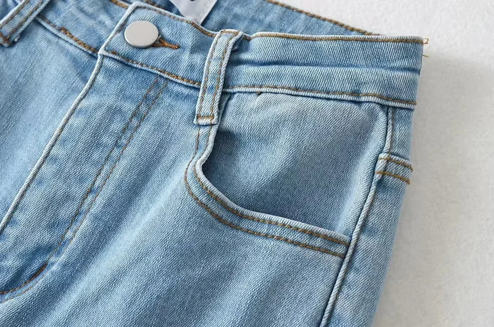 Aiertu  -  High Waist Denim Pants Women Solid Color Elastic Slim Fit Flare Pants For Hot Girl Denim Trousers Women Flare Jeans Streetwear Aiertu