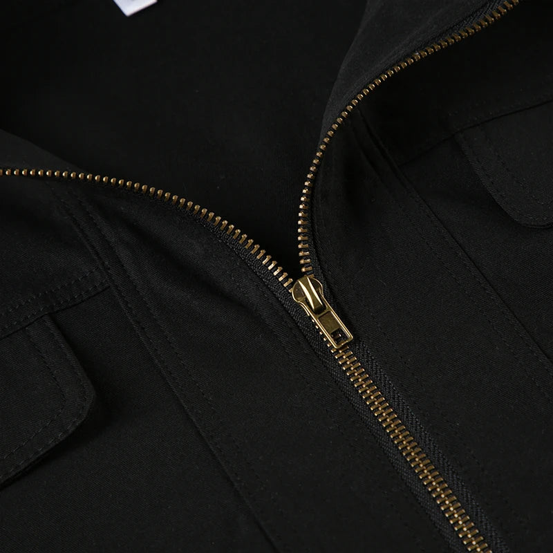 Aiertu  -  Gothic Y2K Women Crop Jacket Fashion High Street Long Sleeve Zipper Coat 2000s Vintage Casual Outwear Workwear Style Aiertu