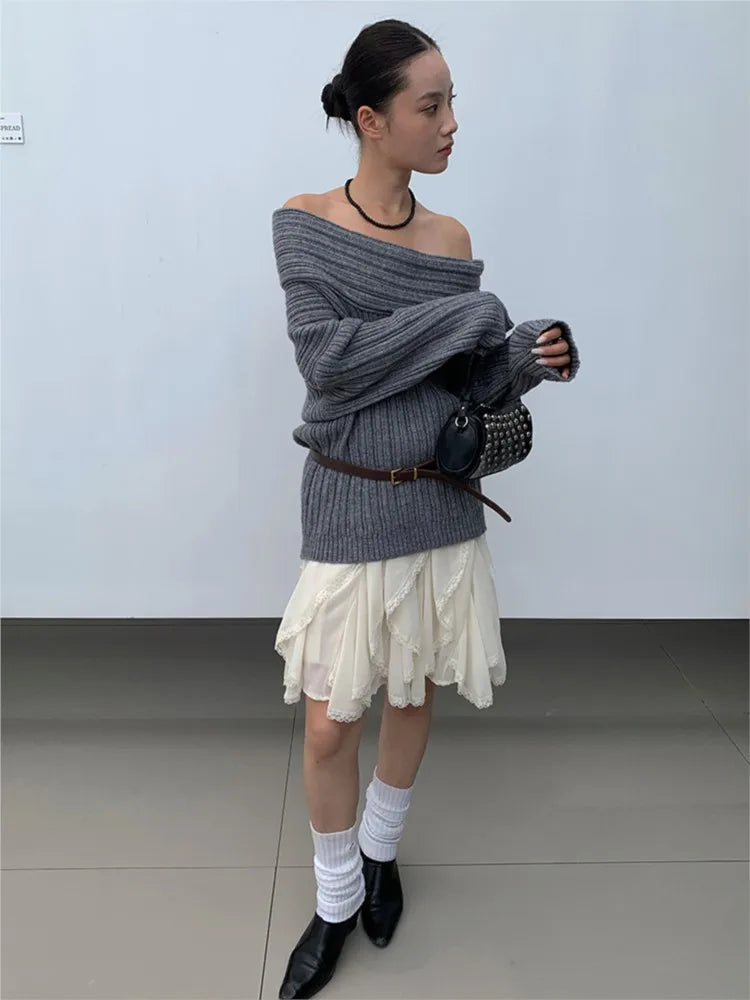 Aiertu  -  Irregular Streetwear Short Skirt Lace Patchwork Sweet Chic Beige Women Skirt A-line Elastic Waist Fashion Summer Skirts 2025 New Aiertu