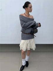Aiertu  -  Irregular Streetwear Short Skirt Lace Patchwork Sweet Chic Beige Women Skirt A-line Elastic Waist Fashion Summer Skirts 2025 New Aiertu