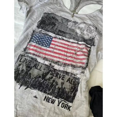 Aiertu  -  American Y2K cotton geometric pattern printed slim fit sexy short-sleeved T-shirts for women in summer new aesthetic casual tops Aiertu
