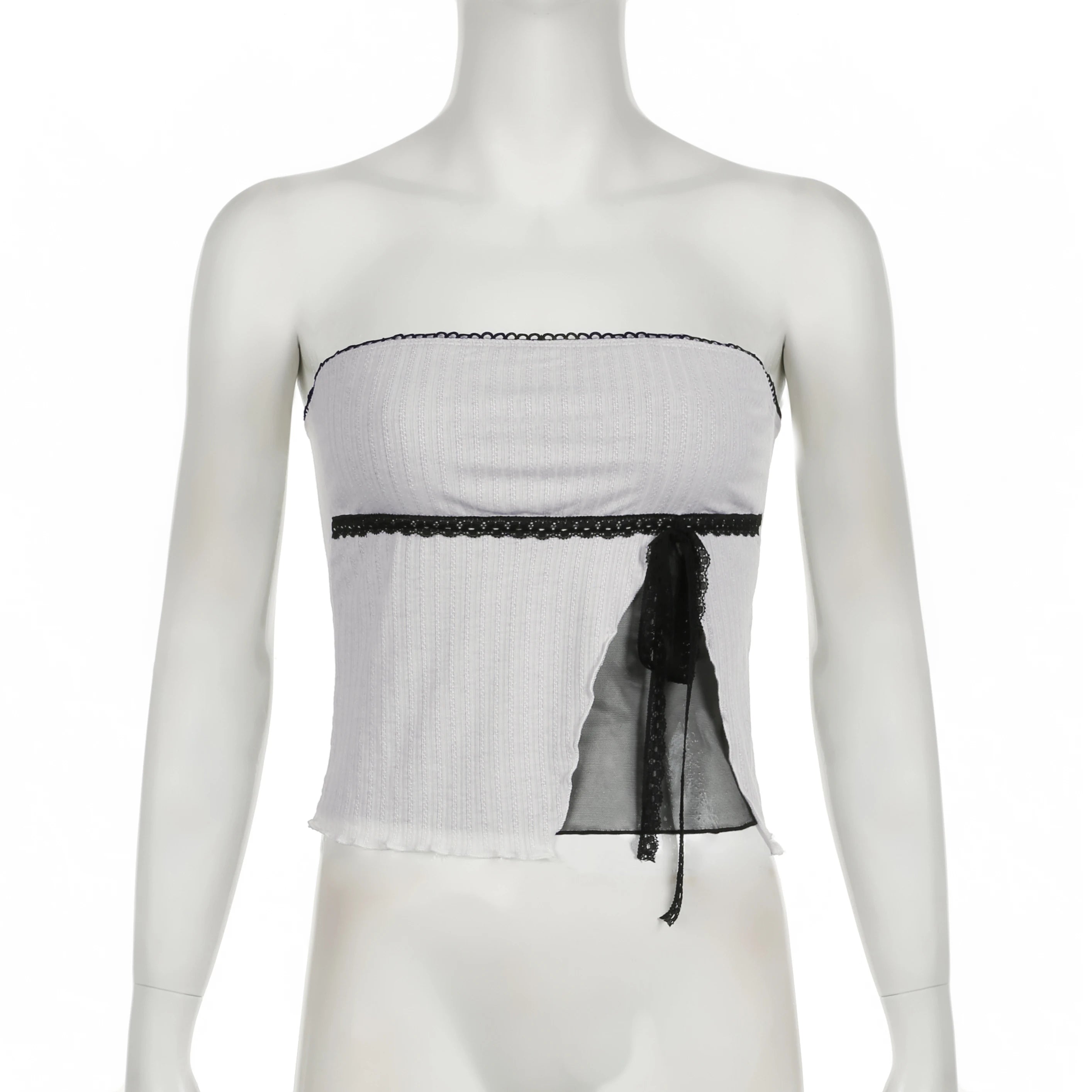 Aiertu outfit ideas Hotsweet Bow Crop Tops Chic Lace Patchwork Strapless Vests Y2K Streetwear Aesthetic Fashion Sleeveless Slim Camis Aiertu