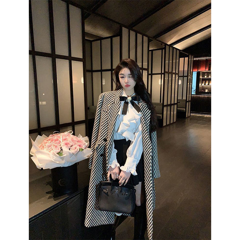 Aiertu White Bow Shirts Women Japanese Preppy Ruffles Long Sleeve Blouses Ladies Korean Fashion Elegant All Match Design Tops New Aiertu