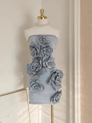Aiertu  -  French Elegant Solid 3D Appliques Flower Patchwork Slimming Dress For Women Slash Neck Sleeveless Tunic Vestidos Female Clothing Aiertu