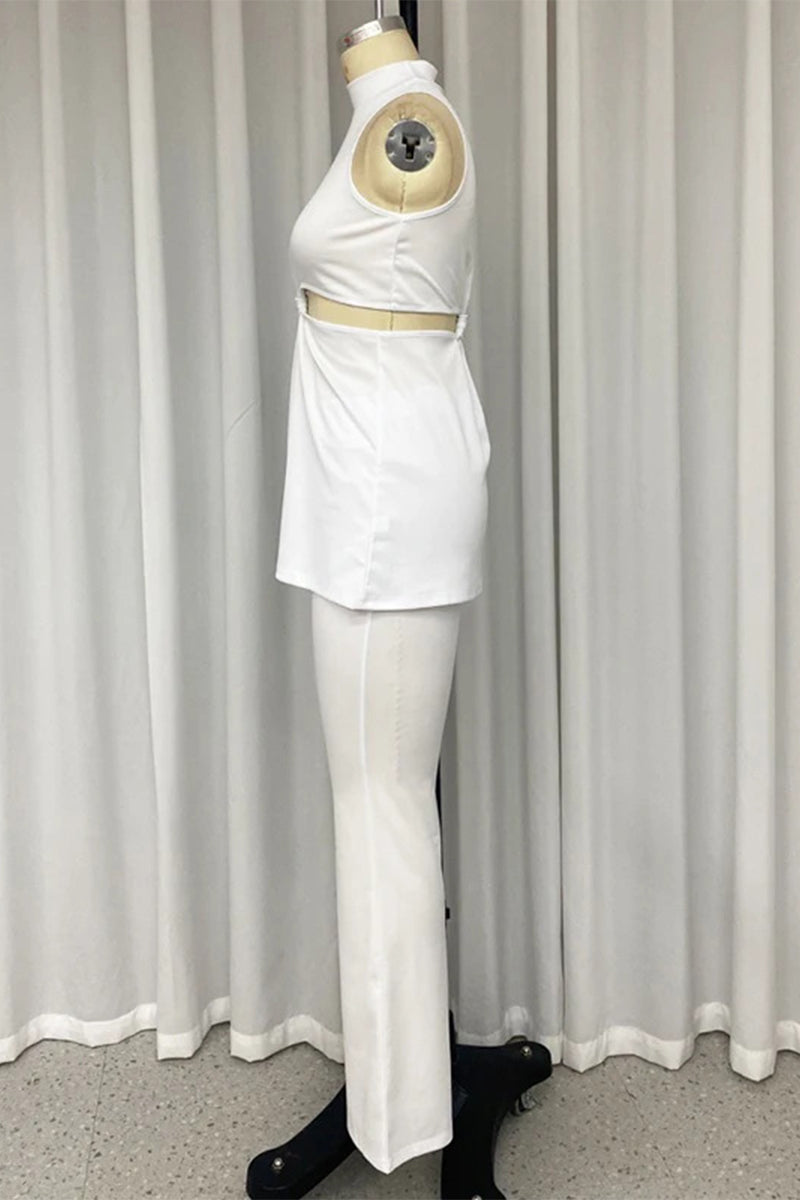 Aiertu  -  Casual Street Hollow Out Half A Turtleneck Sleeveless Two Pieces Aiertu
