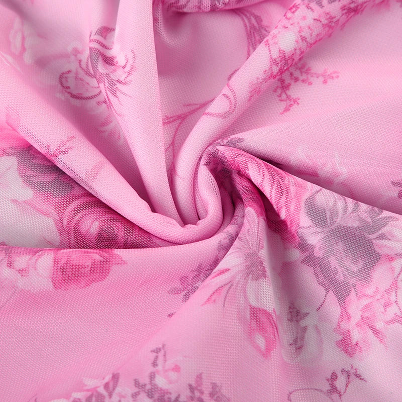 Aiertu  -  Sweety Floral Printed Lace Patchwork Strap Dress Women Summer Holiday With Frill Trim Sundress Y2K Aesthetic Slimming Aiertu