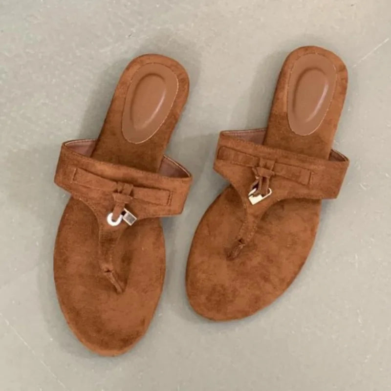 Aiertu  -  Fashion Women Casual Faux Suede Slippers Wedges Heel Cork Mules Platform Clog Non Slip Sole Buckle Outdoor Home Shoes Aiertu