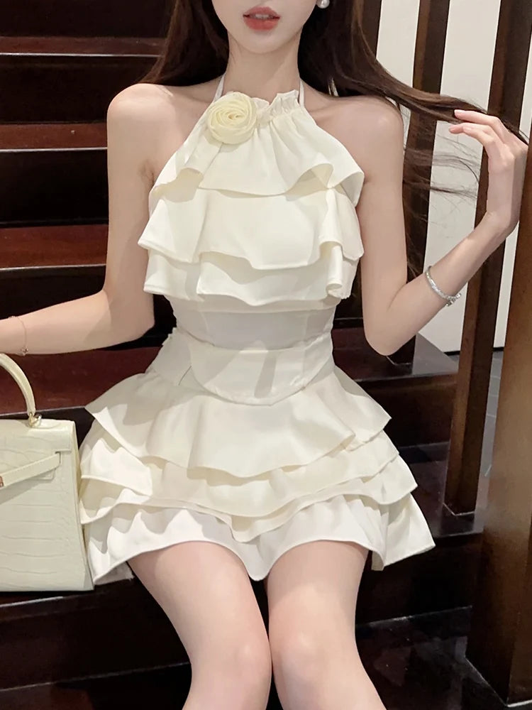 Aiertu  -  Korean Style Retro 2 Piece Sets Women Casual Y2k Crop Top Vest + Mini Cake Skirts Sexy Vintage Fashion Suits Even Party Clothing Aiertu