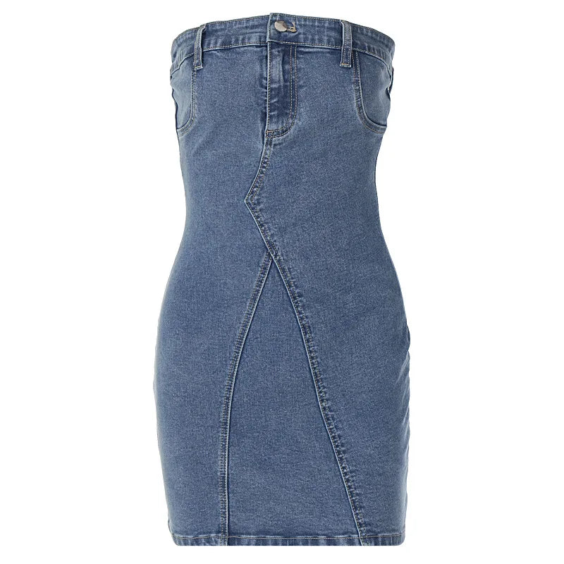 Aiertu  -  Slim Denim Mini Dress For Women Bodycon Sleeveless Sexy Dresses Femme  Summer Casual Street Backless Dress Woman Aiertu