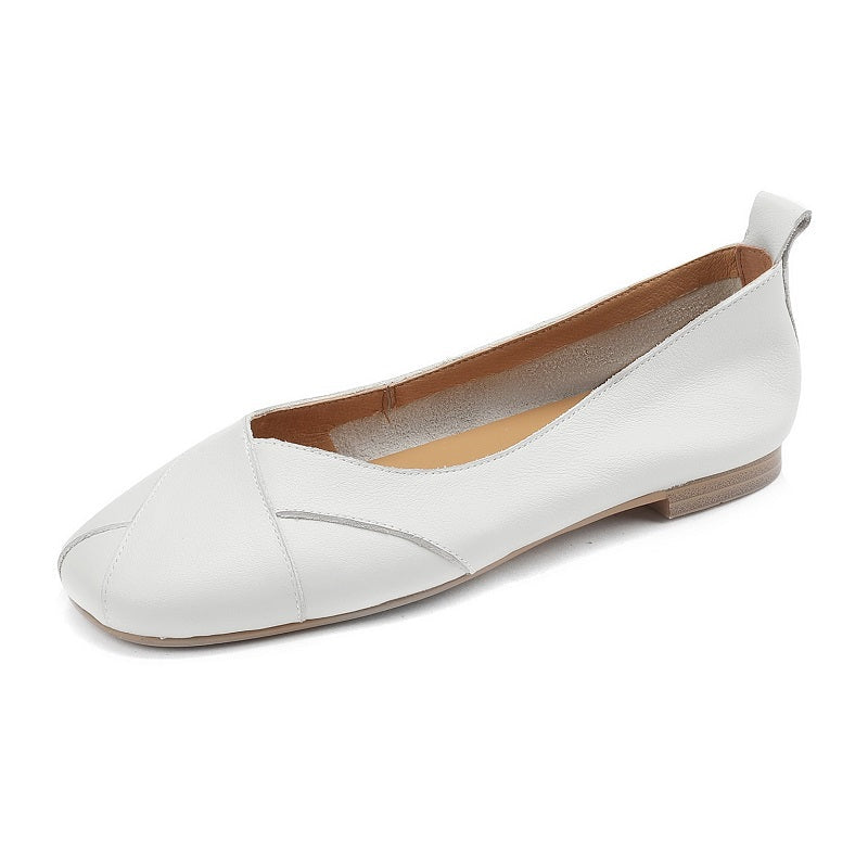 Aiertu  Slip-On Simple Loafers Women Flats Cowhide Ladies Weave Mules Cowhide Daily Driving Flats Women Basic Moccasins Round Toe Size40 Aiertu