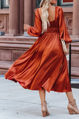 Aiertu  -  Elegant Solid Frenulum Fold U Neck A Line Dresses Aiertu