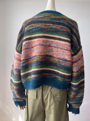 Aiertu  -  Women Multicolor Striped Cardigan Colorful Sweater Winter Fall Y2k Jumper Women Clothes Aiertu