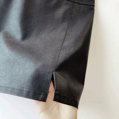 Aiertu  -  party look snspos 2025 Autumn Winter New Casual High Waist Slimming PU Leather Hip Skirt for Small Women Fashion Korean Style A-Line Skirts Aiertu