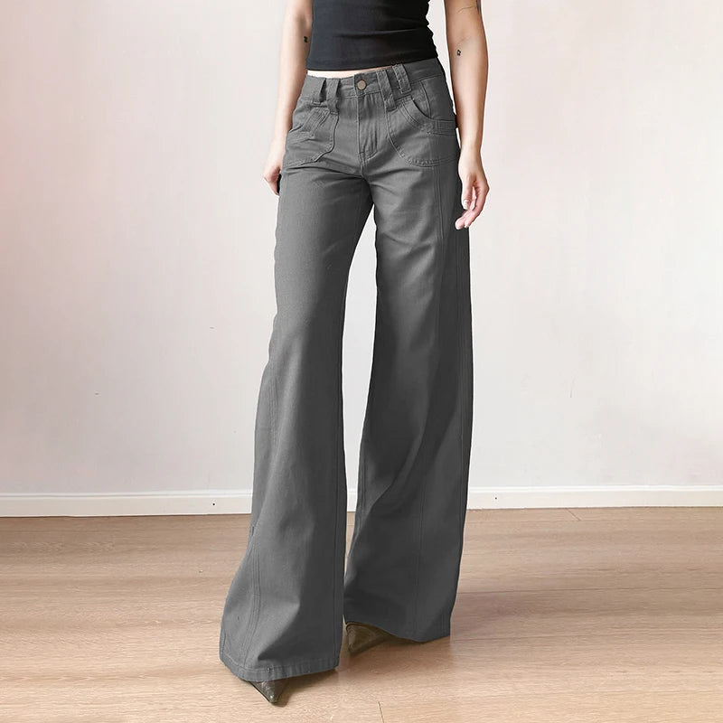 Aiertu  -  Korean Harajuku Casual Loose Jeans Women Y2K Vintage Gray Fashion Denim Pants 2000s High Street Lady Trousers Spring Aiertu