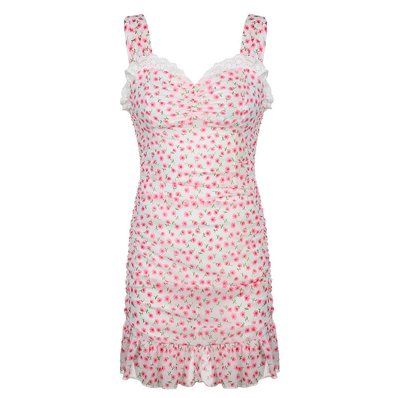 Aiertu - Ruffle Floral Sleeveless Mini Dress Aiertu