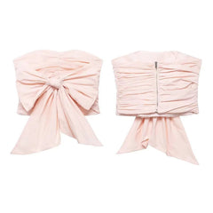 Aiertu  -  Sexy Bow Decoration Pleated Tube Top Women Sleeveless Strapless Zipper Female Cropped Vest  Summer Lady Fashion Streetwear Aiertu